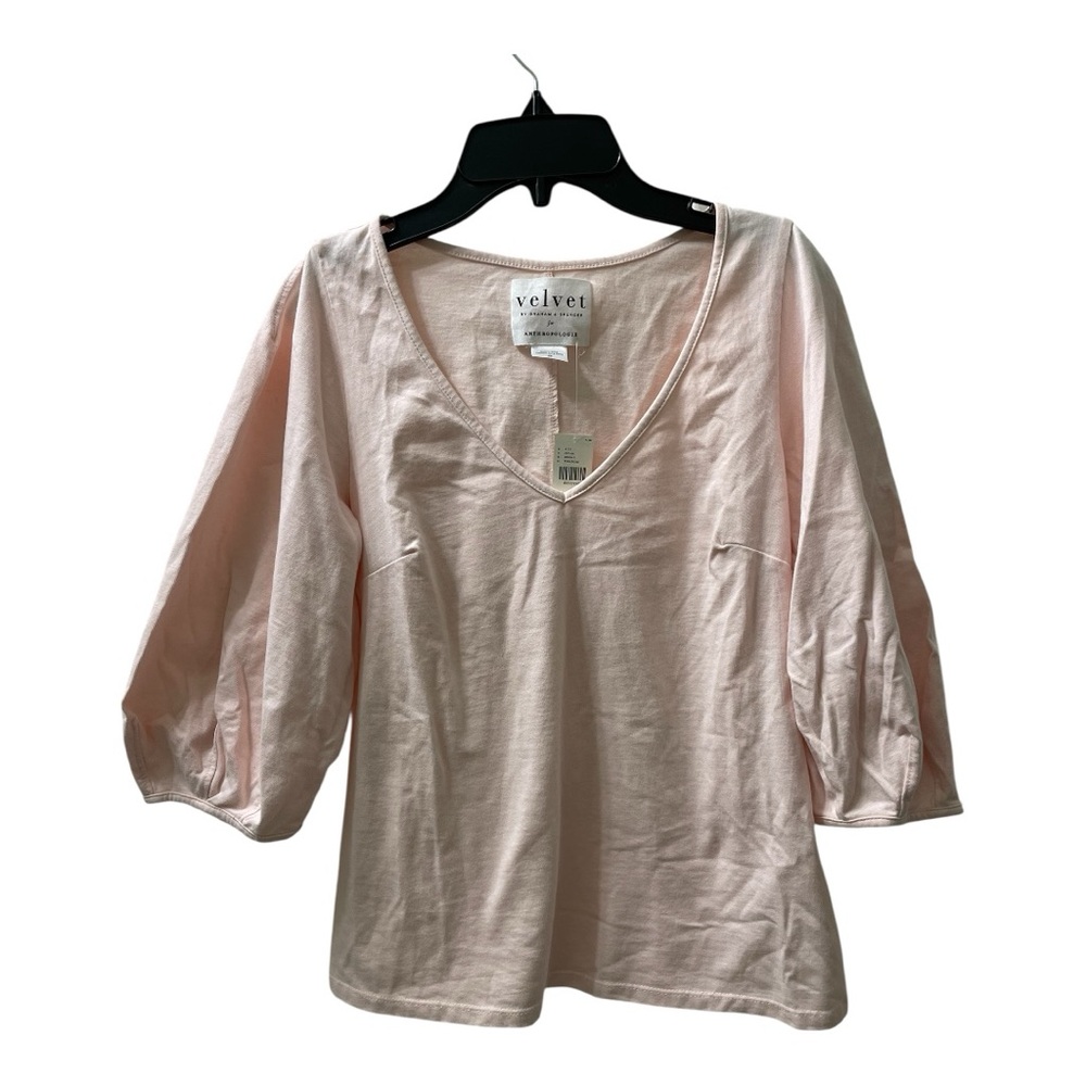 NWT Velvet by Graham & Spencer for Anthro Pink Balloon Sleeve Shirt